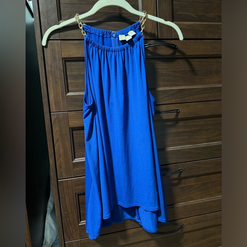 Micheal Kors tank top with chain detail, Blue, size L. EUC.